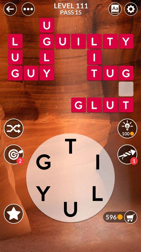 Wordscapes Level 111, Pass 15 .